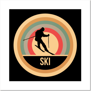 Retro Vintage Skiing Gift For Skiers Posters and Art